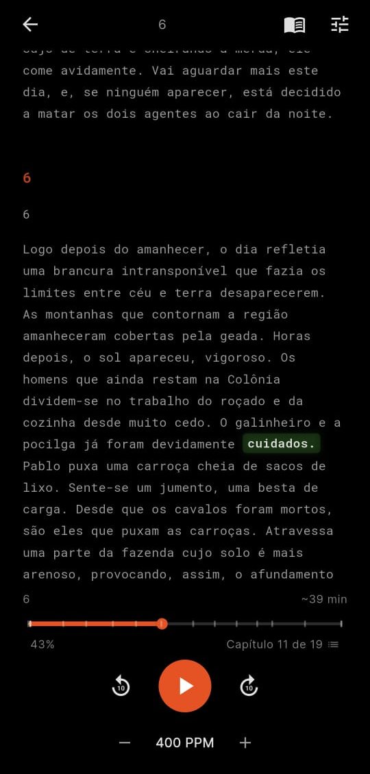 Texto completo com a palavra atual destacada